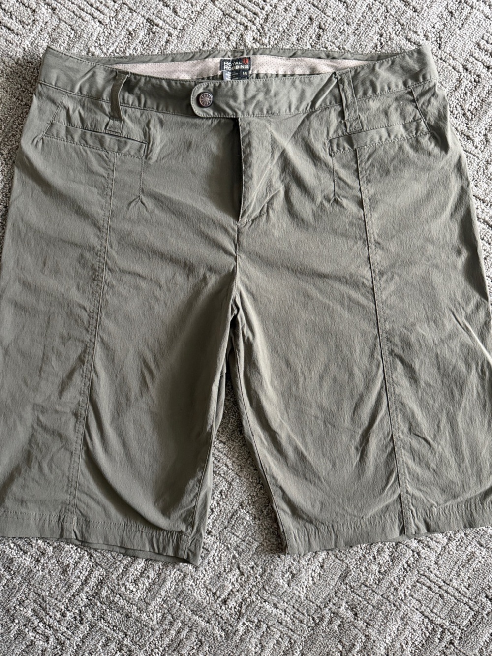 Women's Olive Green Bermuda Shorts with Tailored Front